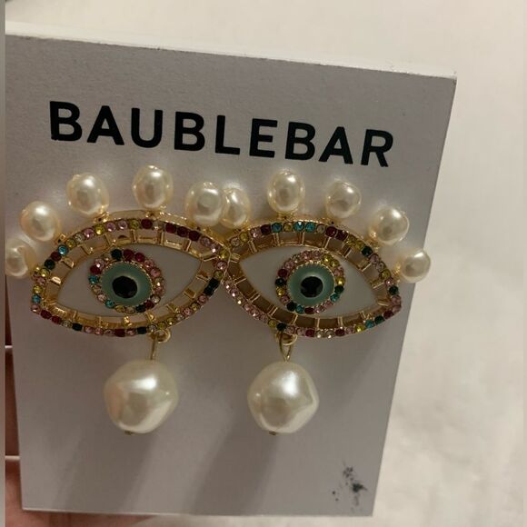 New Baublebar Evil Eye Pearl drop earrings - Picture 3 of 5